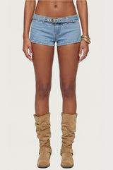 Ciel Low Rise Denim Micro Shorts