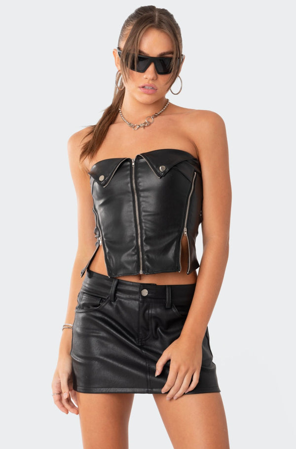 Sam Faux Leather Zip Corset view 1