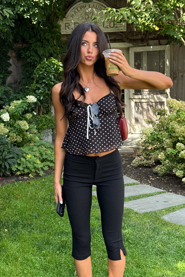 Contrast Polka Dot Cupped Chiffon Top view 1