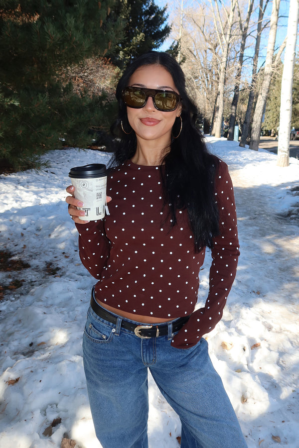 Daliya Polka Dot Long Sleeve Top view 2