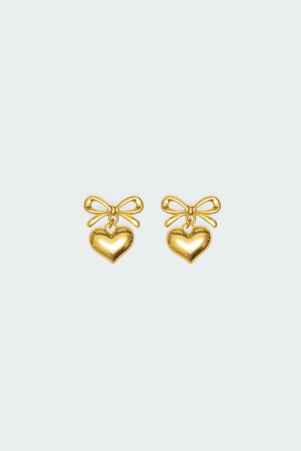 Bow Heart Charm Earrings view 2