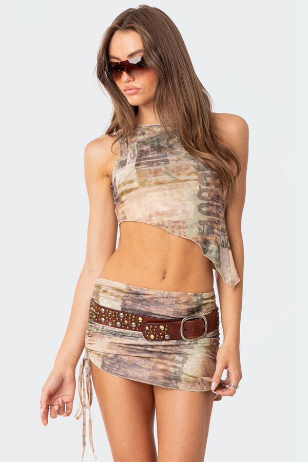 Boa Mesh Asymmetric Printed Top view 1