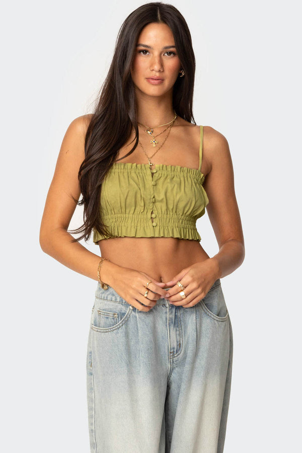 Alda Cropped Button Front Top view 1