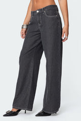Pinstripe Low Rise Baggy Jeans