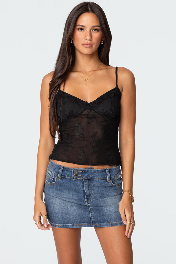 Angelina Sheer Lace Tank Top view 1