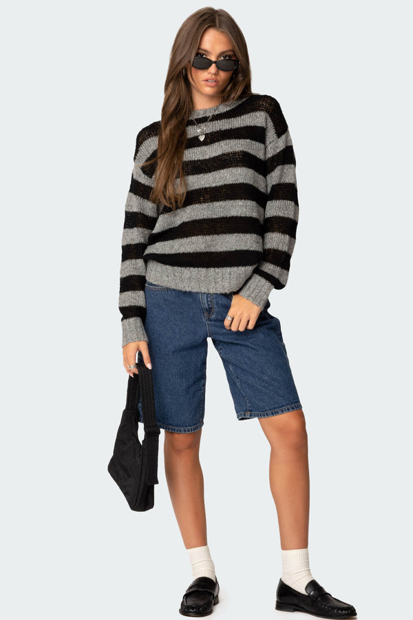Light Knit Striped Sweater view 2