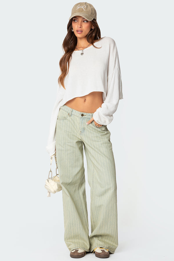 Lannah Textured Low Rise Baggy Jeans view 1