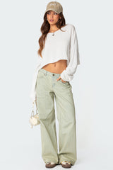 Lannah Textured Low Rise Baggy Jeans