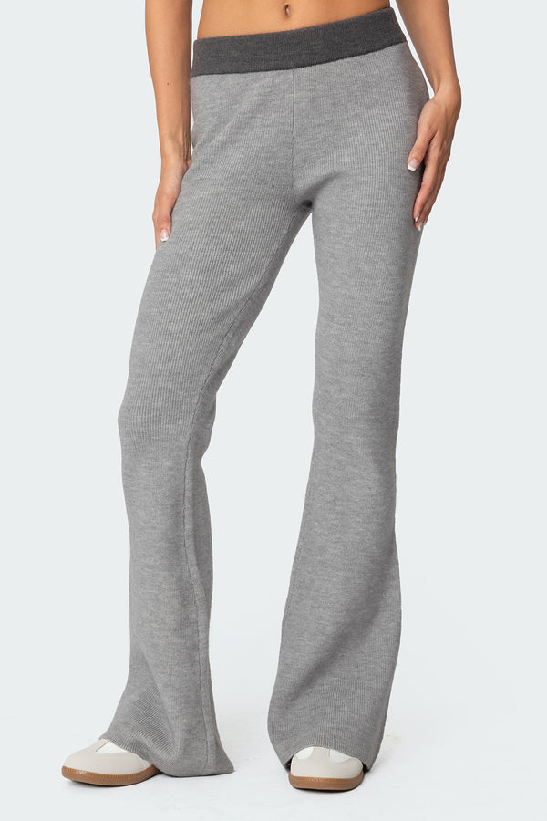 Lei Contrast Knit Flared Pants view 2