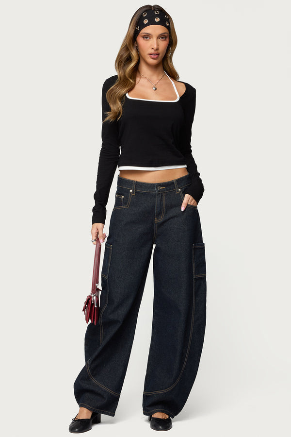 Ksenia Contrast Layered Square Neck Top view 2