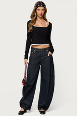 Ksenia Contrast Layered Square Neck Top
