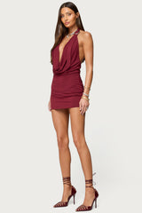 Dex Buckle Cowl Neck Mini Dress