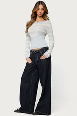 Cornella Boat Neck Striped Knit Top