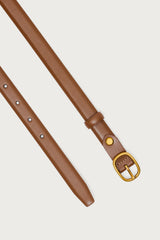 Oval Buckle Faux Leather Belt