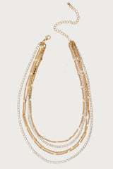 Layered Rhinestone Chain Necklace