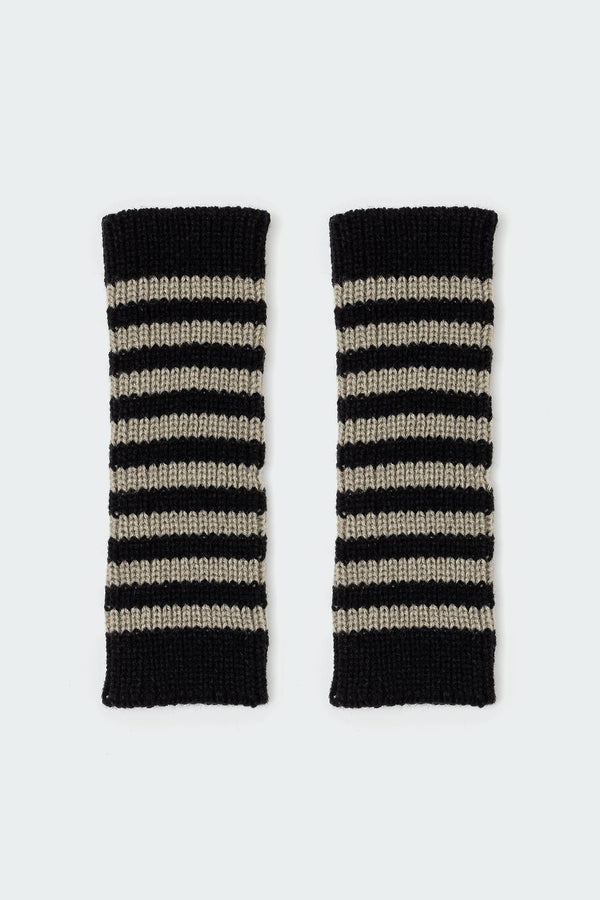 Striped Knit Fingerless Gloves view 2