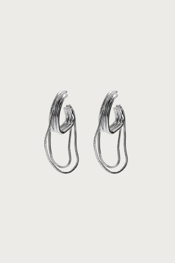 Dangling Chain Hoop Earrings view 2