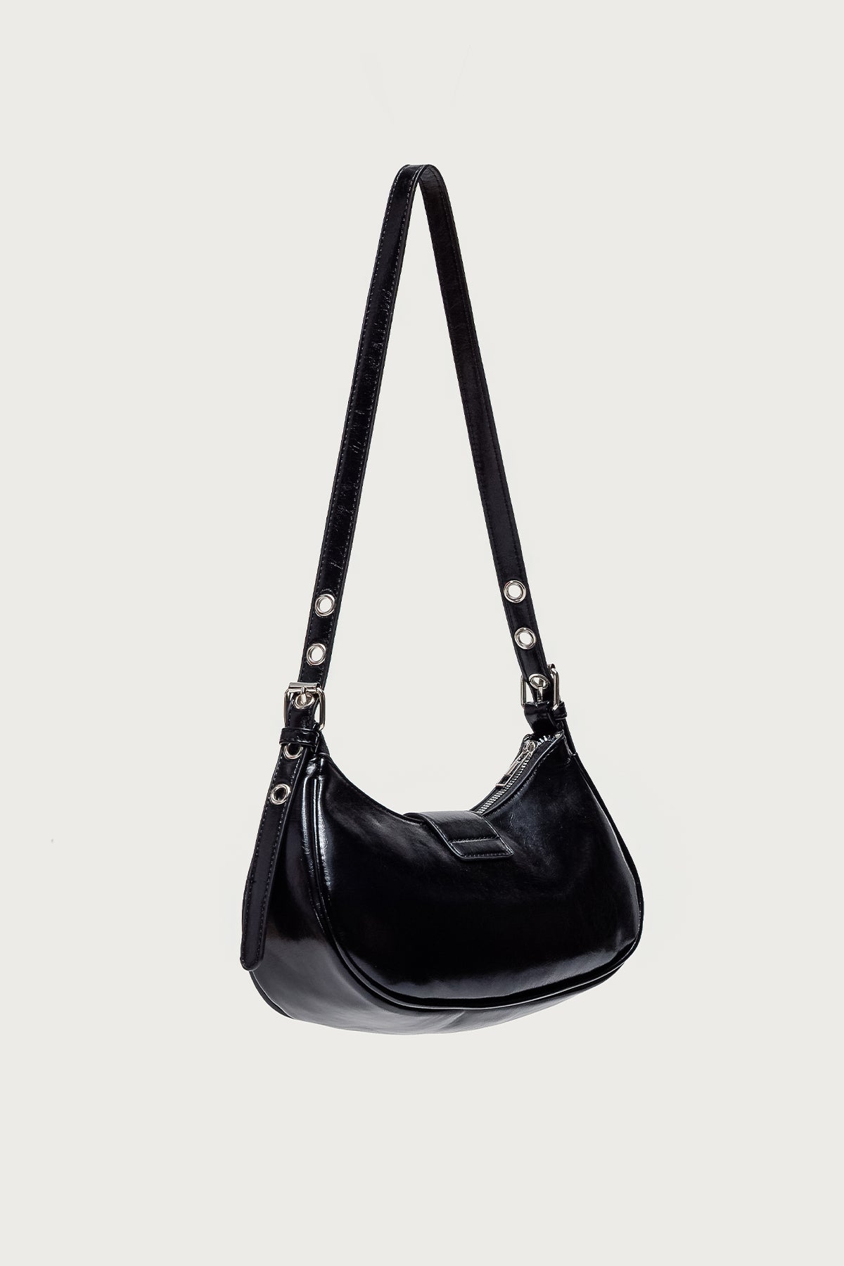 Washed Faux Leather Buckle Bag