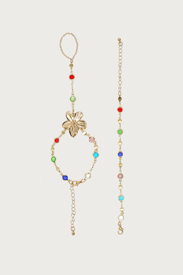 Flower Gem Handchain & Bracelet Set view 2