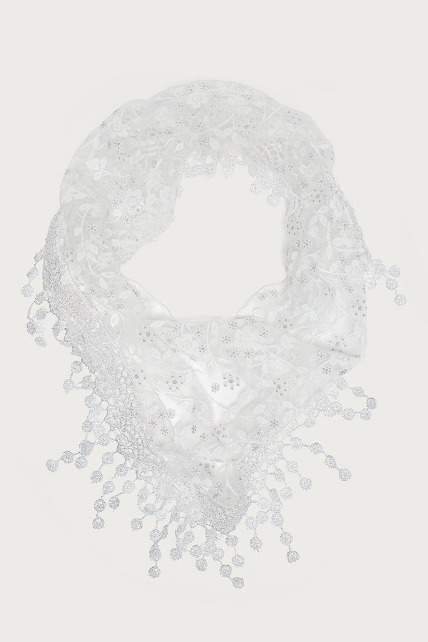 Sparkle Floral Sheer Lace Waist Scarf view 2