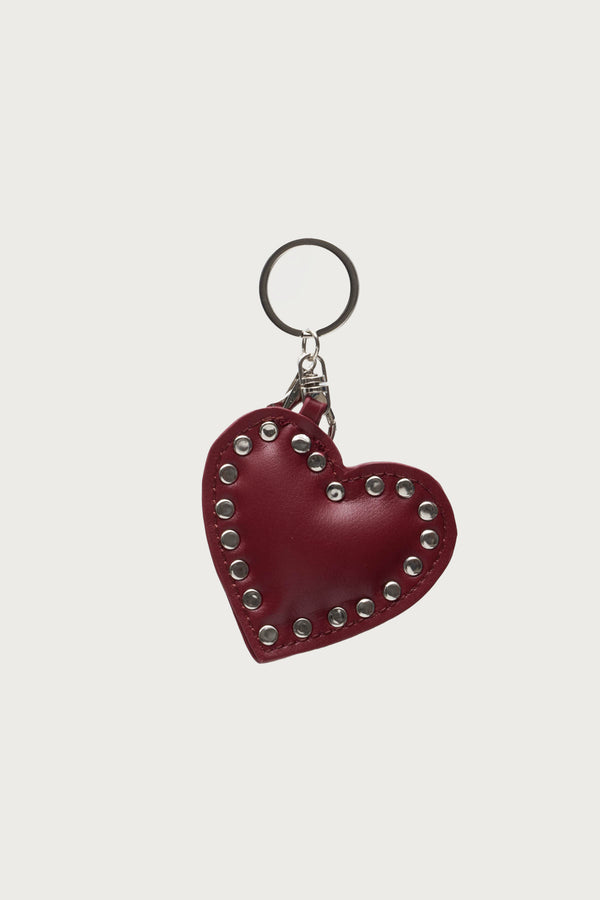 Heart Studded Faux Leather Bag Charm view 2