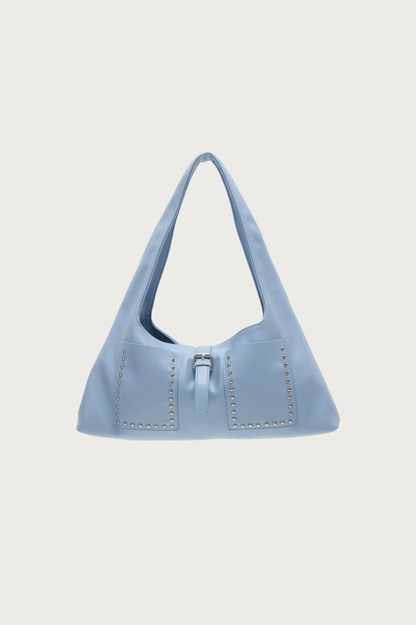 Edgy Studded Faux Leather Shoulder Bag view 2