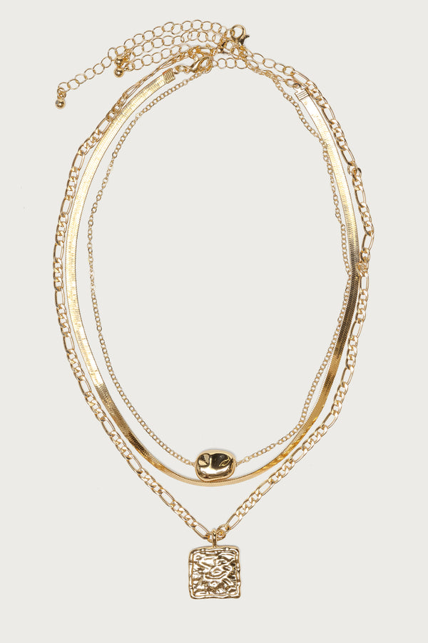 Layered Textured Mixed Chain Necklace view 2