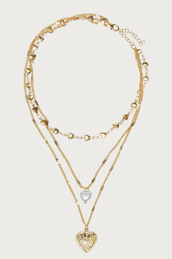 Love Heart Pearly Layered Necklace view 2