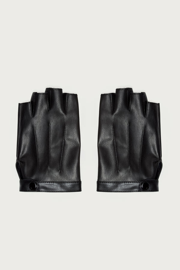 Biker Babe Faux Leather Fingerless Gloves view 2