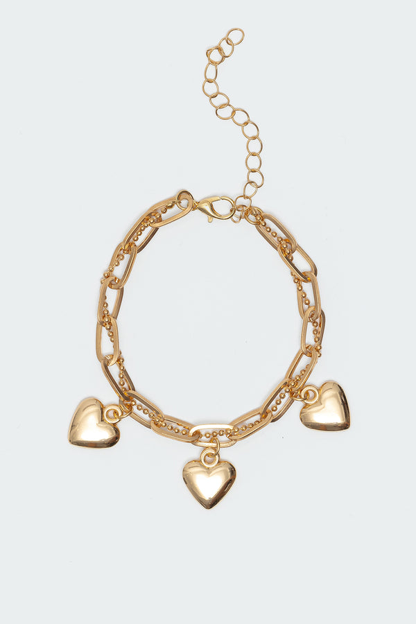 Triple Heart Charm Bracelet view 2