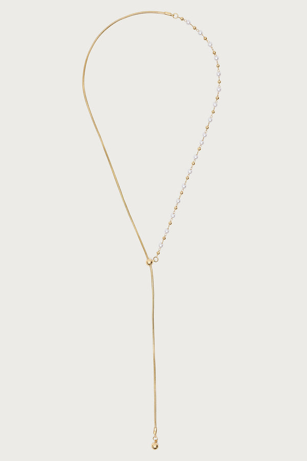 Pearl Beaded Cascading Chain Necklace view 2