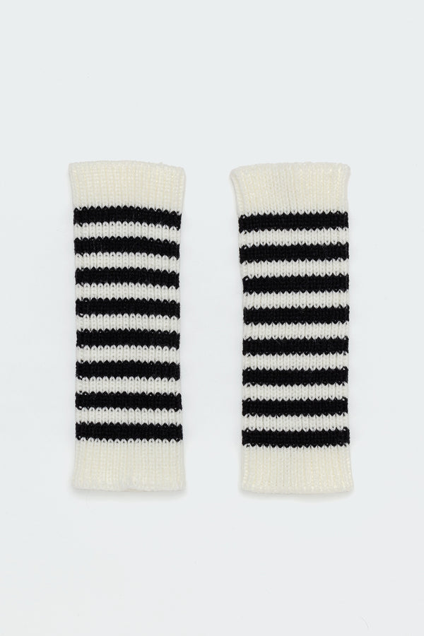 Striped Knit Fingerless Gloves view 2