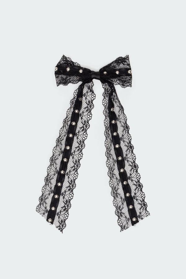 Studded Lace Bow Hair Clip view 2