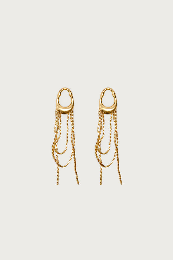 Abstract Dangling Chain Stud Earrings view 2