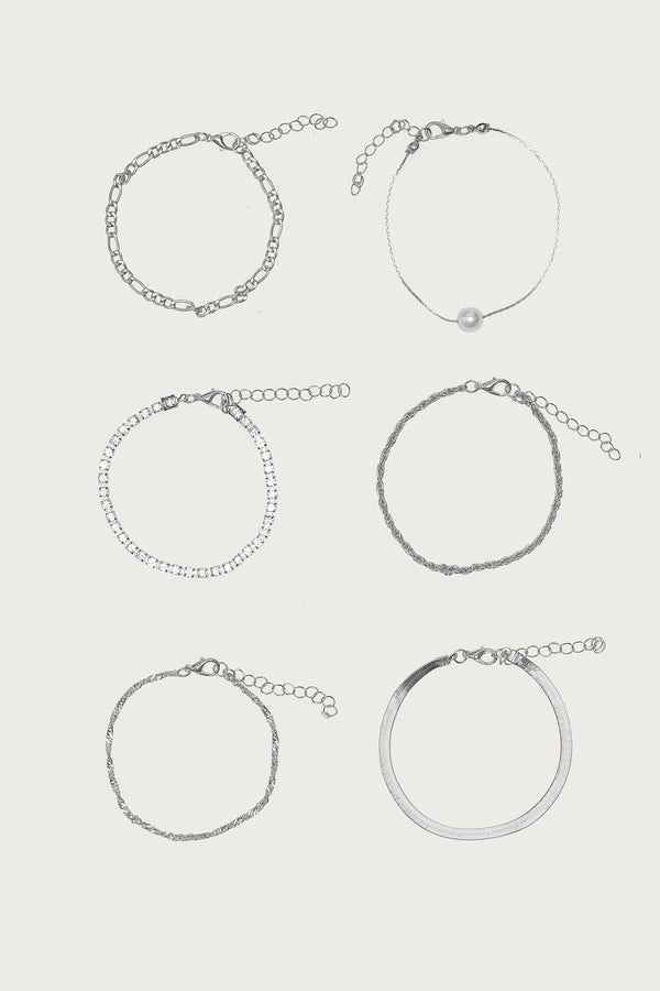 Faux Diamond & Pearl Chain Bracelet Pack view 2