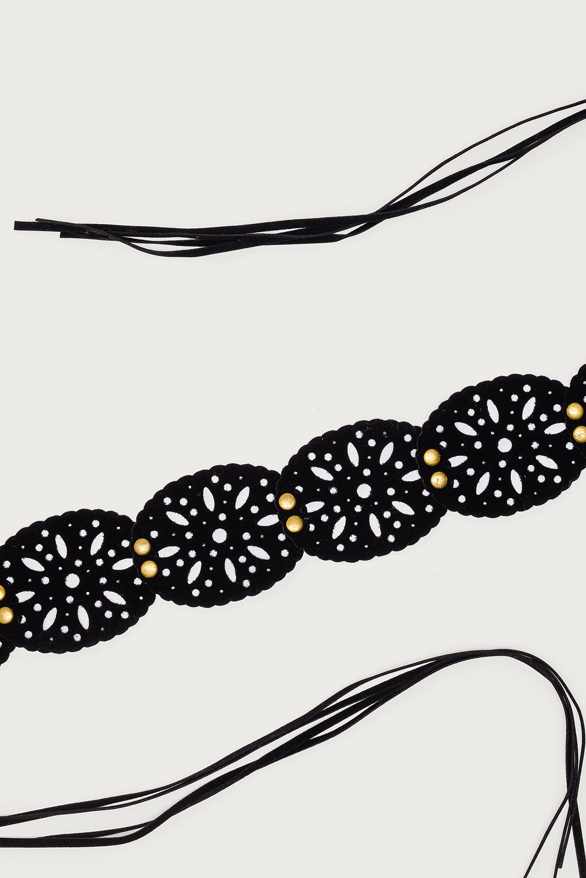 Studded Faux Suede Tie Belt