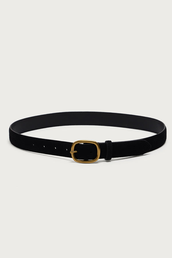 Oval Buckle Faux Suede Belt view 2