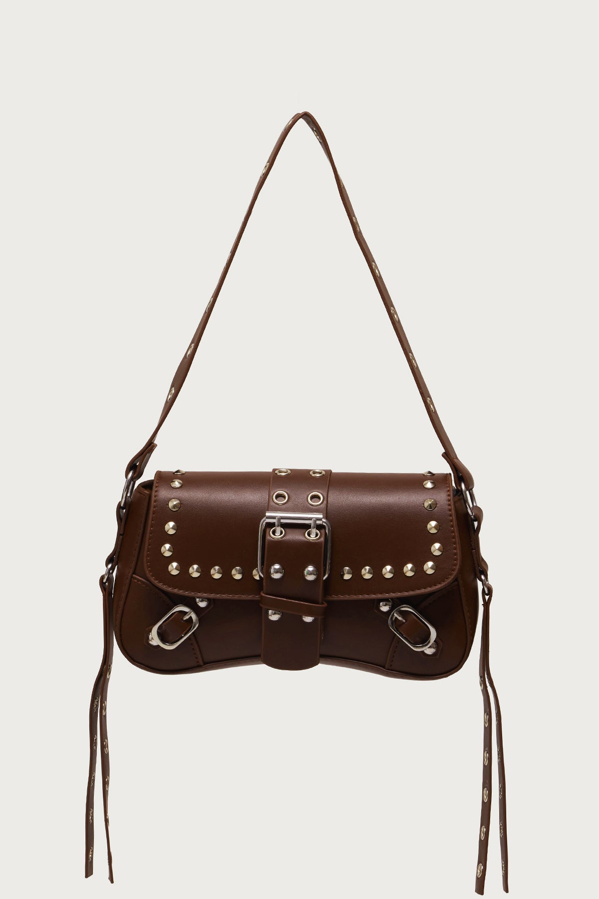Stud & Buckle Faux Leather Bag
