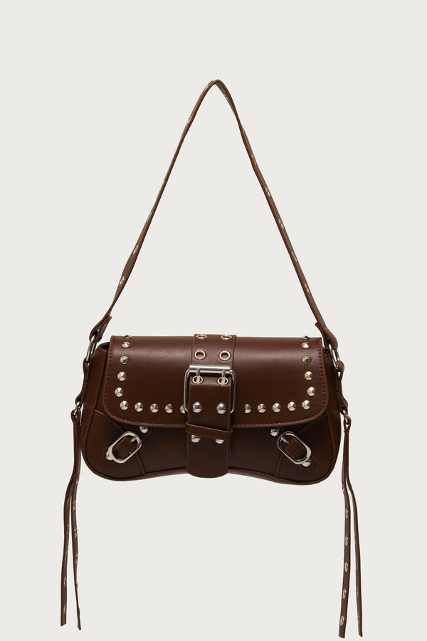 Stud & Buckle Faux Leather Bag view 2