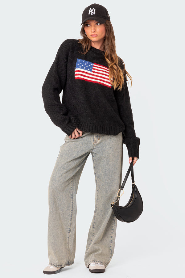 USA Oversized Chunky Knit Sweater view 2
