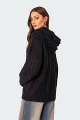 Oversized Cable Knit Hoodie