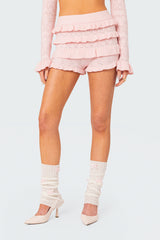 Lindsay Ruffle Knitted Shorts