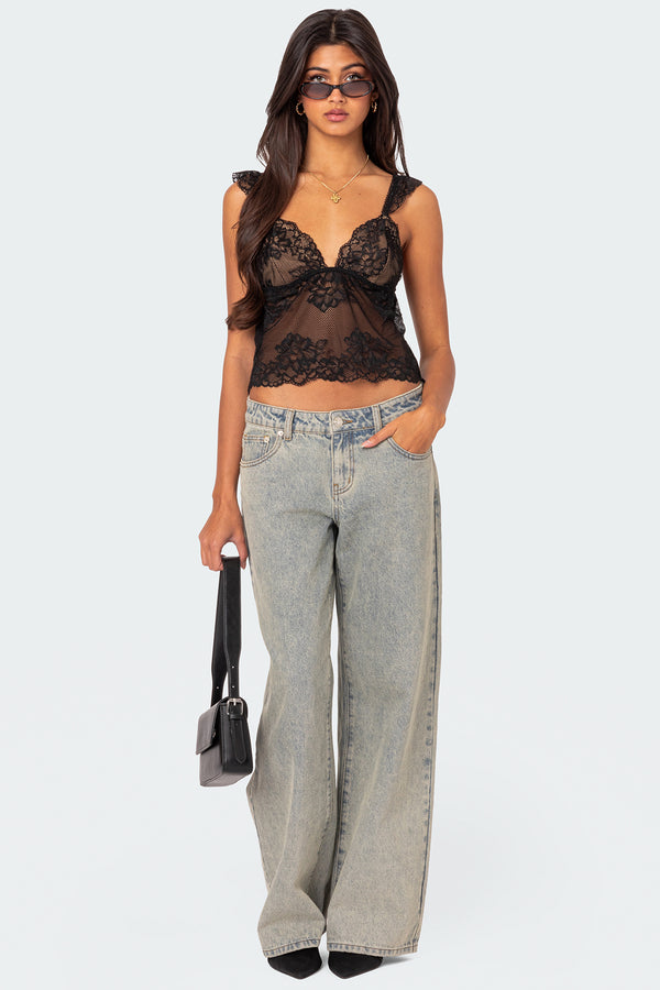 Jasmine Sheer Lace Top view 2