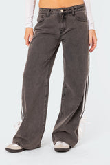 Ribbon Washed Low Rise Baggy Jeans