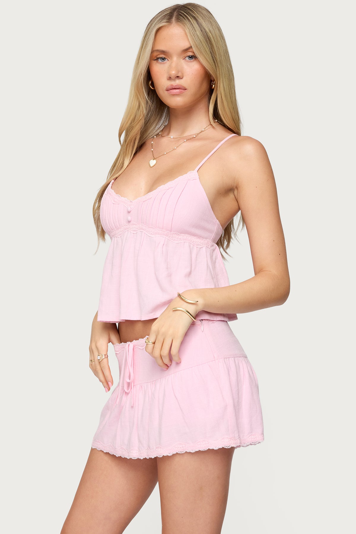 Selene Lacey Pleated Tank Top