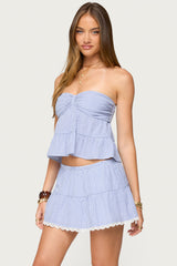 Dora Striped Linen Look Babydoll Top