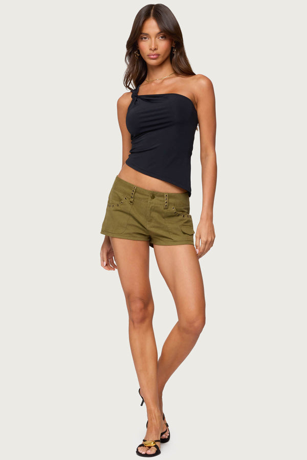 Knotted One Shoulder Asymmetric Top view 2