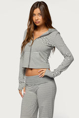 Meggy Striped Zip Up Hoodie