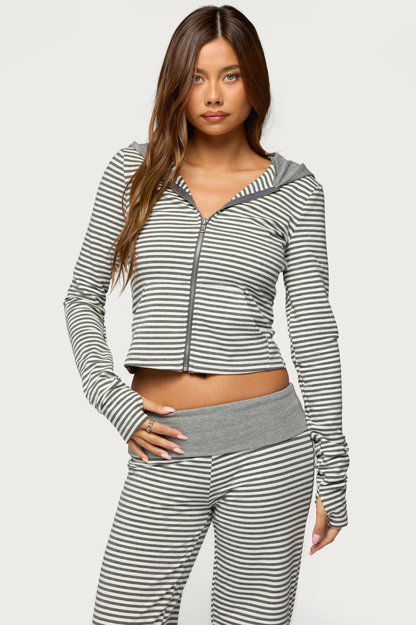 Meggy Striped Zip Up Hoodie view 1