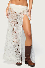 Milana Slit Sheer Lace Maxi Skirt
